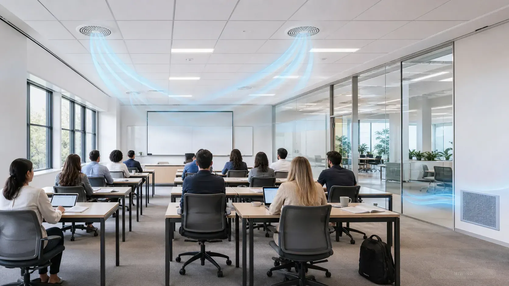 Classroom and office training room with fresh air paths