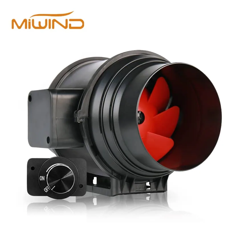 EC inline duct fan control detail for commercial ventilation speed adjustment
